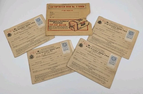 WWII Era Lot of (9) War Ration Book Some With 4 Stamps Left & Book Cover
