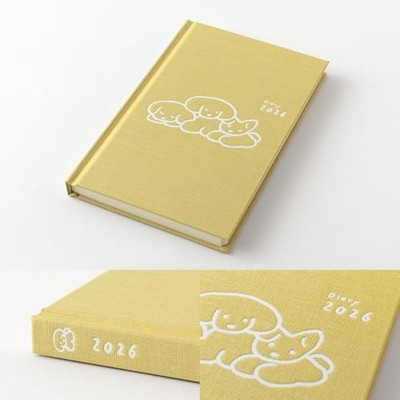 Midori WD80EFAX④ Midori Book-Style Diary 2026 B6 Weekly Dog Pattern Yellow 22379006