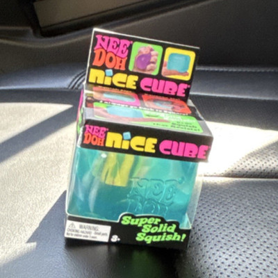 Schylling Nee Doh Nice Cube Super Solid Squish Blue Gel Squeeze Ball 2 in