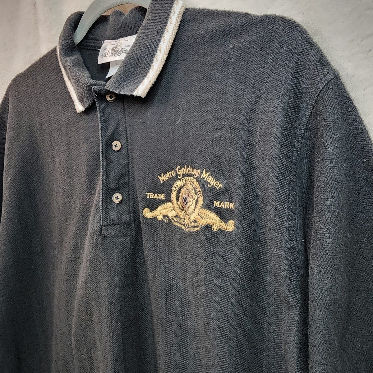 Rare Vtg 90s USA Metro Goldwyn Mayer MGM Single Stitch Black Embroidered Logo XL