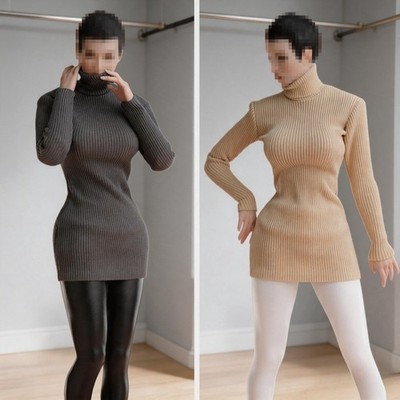 HIPLAY Worldbox 1/6 Female Doll Clothes Turtleneck Slim-Fit Knit Dress Set
