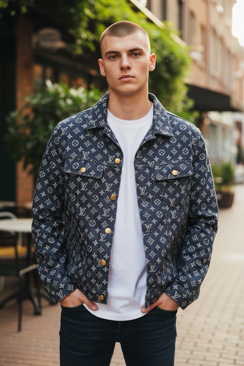 ジャケット・アウター LV 2018 LV Monogram Trucker Jacket In Blue Denim FR Size 52 US Size L