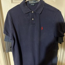 POLO Ralph Lauren Short Sleeve Polo - Mens Medium- Navy with Red Polo Logo READ