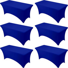6-Pack Premium Royal Blue Spandex Tablecloths for 6ft Rectangle Tables, Stain 