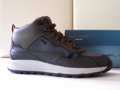 Geox Amphibiox Herren Terrestrische Stiefelette gewachstes Leder + blaues Wildleder / Kaffee Gr.43 160 
