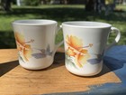 Corning Glass Coffee Mugs Hummingbird Floral White Two-Piece Set USA — photo 2