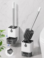 Toilet Brush  Holder Set Removable Drain Tray Wall Mounted /Freestanding