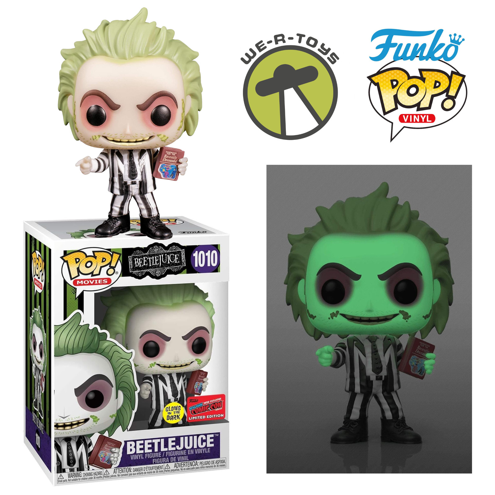 Funko POP Movies 1010 Beetlejuice Glow-in-the-Dark 2020 Exclusive Vinyl Figure