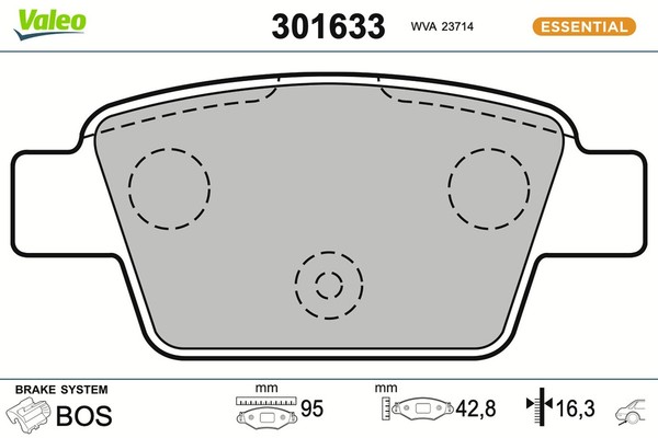 Valeo Bremsbelagsatz Scheibenbremse Essential 301633 FüR Alfa Fiat Lancia Bravo-image