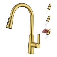 Gold Kitchen Faucet with Pull Down Sprayer  3 Mode Sprayer Brushed Gold
