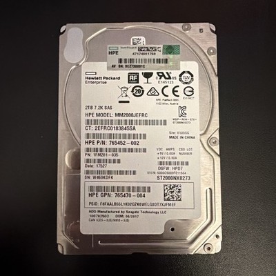 HP 2TB MM2000JEFRC 2.5'' SAS 12Gb/s 7200RPM Enterprise Server Hard Drive