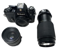 Nikon EM 35mm SLR Film Camera Black Body With Extra Lens Ships ASAP