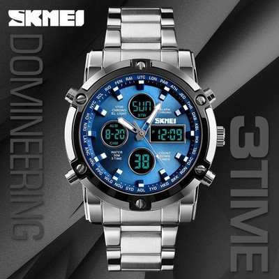 LIMITED! SKMEI 1389 Men's Digital Analog Watch with Stainless Steel Strap MGOS