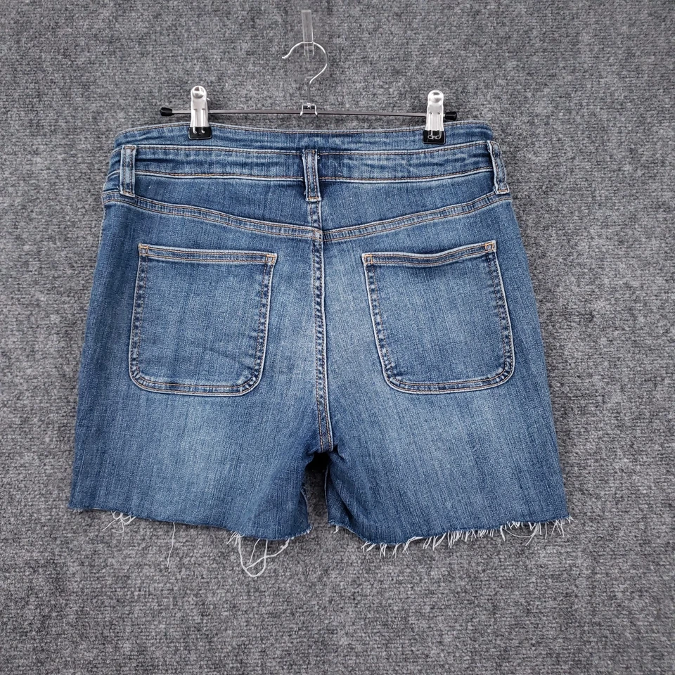 Pantalones Cortos Pilcro Anthropologie Mujer 29 Azul Alto Tiro Ajustados Elastizados Botón Mosca Denim Foto 2 de 4