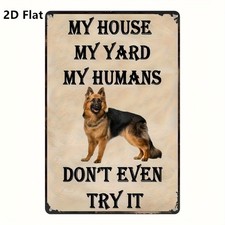2D Dog Protection Warning Metal Sign Farmhouse Home Yard Bar Cafe Dog Wall Decor