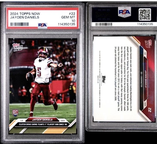 Jayden Daniels 2024 Topps Now Teams First Playoff win Since '06 PSA 10 (RC)