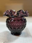 Fenton Amethyst Ruffled Vase UV Reactive Approx 4"