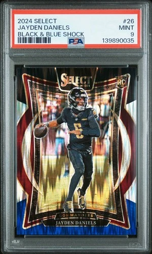 2024 Select Jayden Daniels Black & Blue Shock #26 PSA 9 Mint RC Commanders