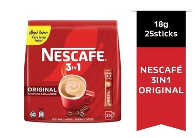 1 PACK - NESCAFE 3 in 1 Blend & Brew Original Instant Coffee - 25 sticks
