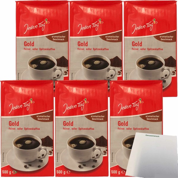 Jeden Tag Kaffee Gold Edler Spitzenkaffee Gemahlen 6X500G Packung Usy Block-image