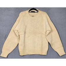 VINTAGE VAN HEUSEN Sweater Mens Medium Yellow Crew Neck Wool Blend MADE IN USA