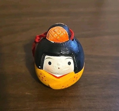 Rare Japanese Seto Hina Doll Ornament Ceramic Bell - Size 1.5''