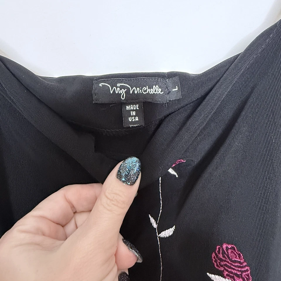 Vintage Y2K My Michelle Embroidered Black Sleeveless Maxi Dress Size Large - Image 4 of 4