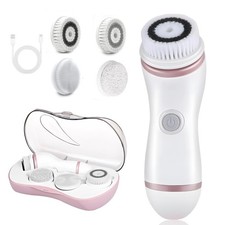 Facial Cleansing Brush, 4 in 1 Electric Face Scrubber with Travel Case and 4 ...