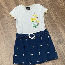 Sweet Soda Girls Dress Size 6 Vintage Cotton USA Made Contrast Denim Skirt