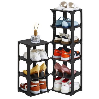 HHK HenHaoKan 5 Tiers Vertical Shoe Rack, 10.4 x 9.6 x 5.5 inches, Black