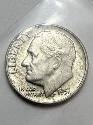 1956 D Roosevelt Dime 90% Silver US Coin UNCIRCULATED #40