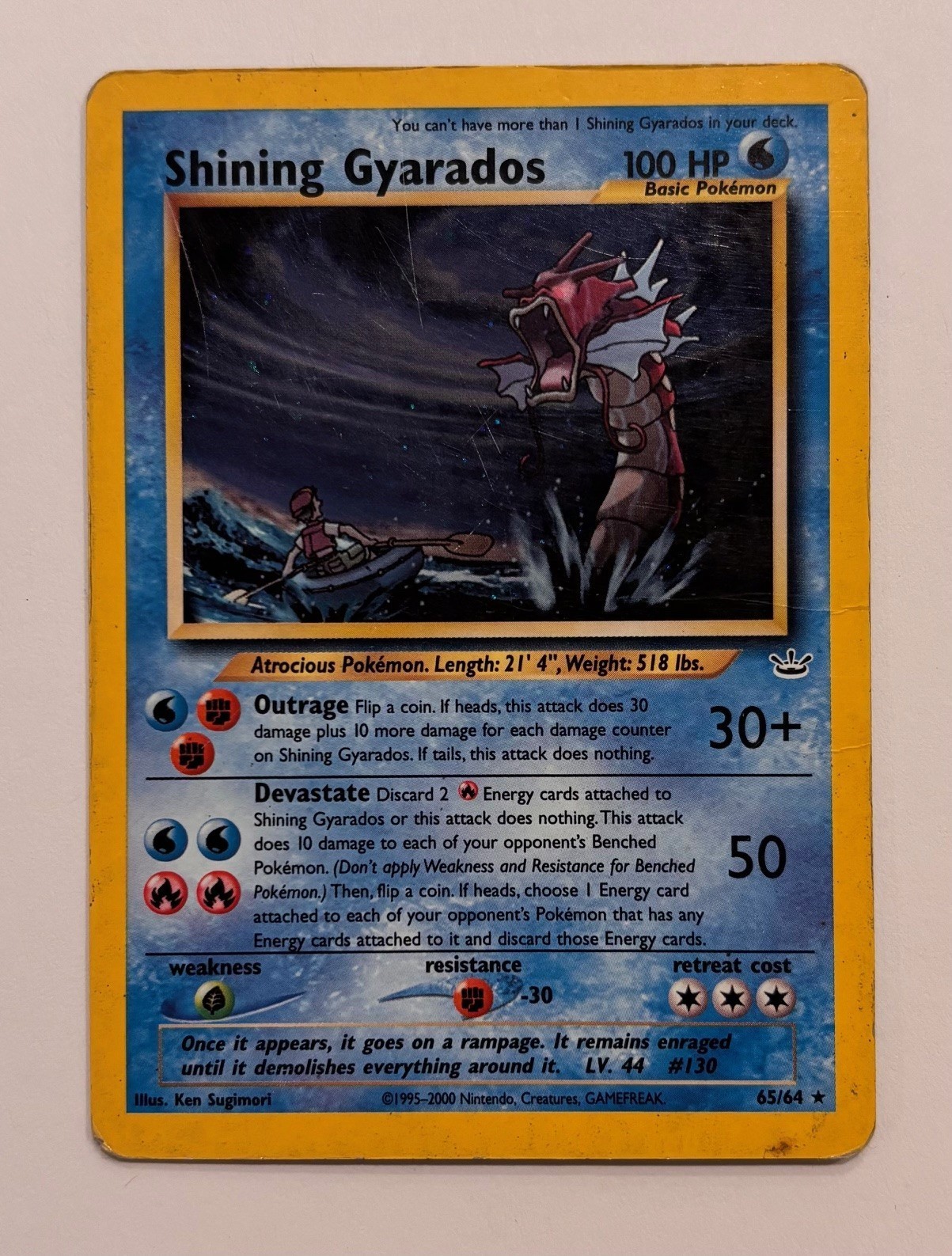 Shining Gyarados Secret Rare 65/64 Neo Revelation (Heavily Played)