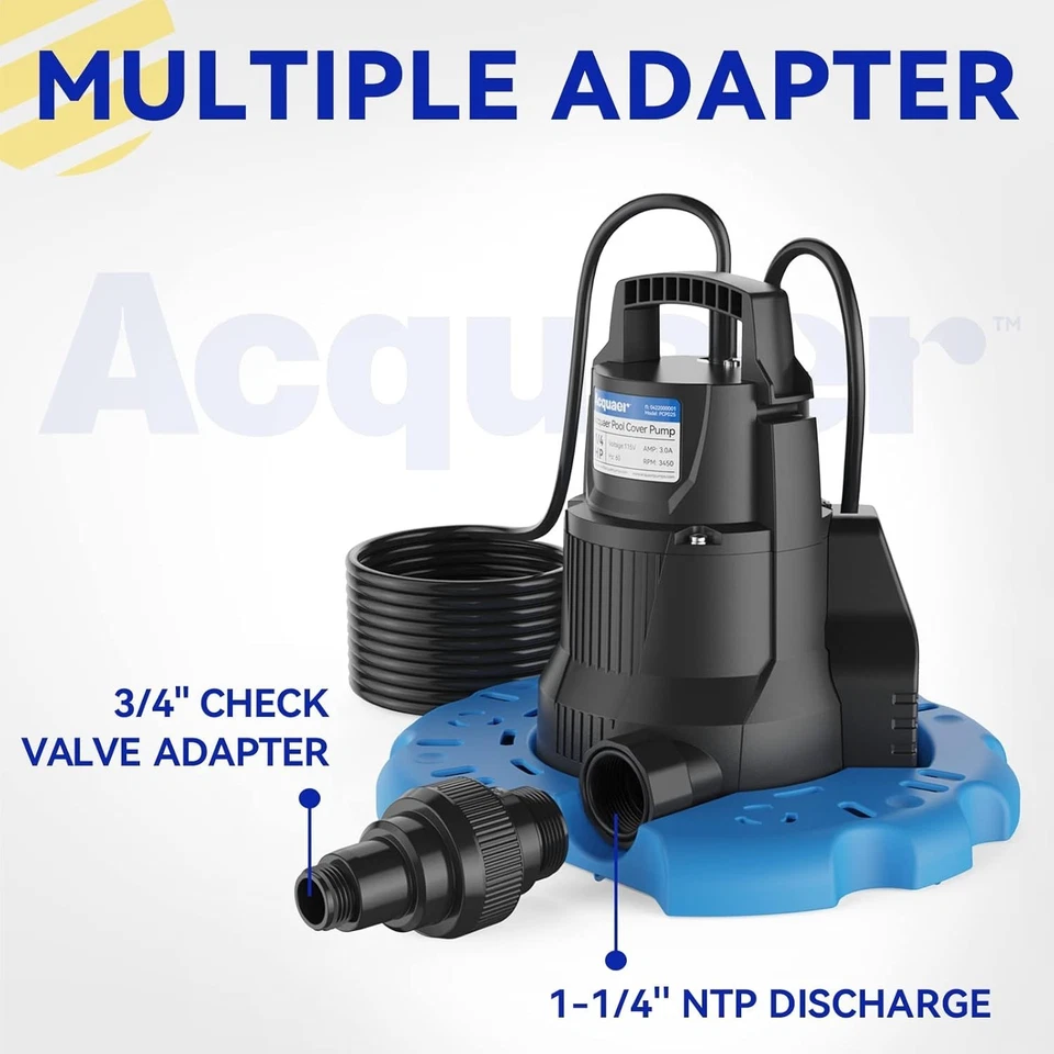 ACQUAER - 2100 GPH Above Ground Pool Cover Pump/Submersible Sump Pump - Image 4 of 4