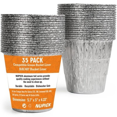 35 Pack BAC407 Grease Bucket Liner Compatible for Traeger Pro Series 575/780, 22