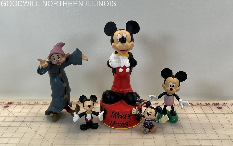 Disney Mickey Mouse Coin Bank/Minnie Mickie Figures/Snow White Dance Party Dopey