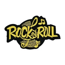 Rock n' Roll Iron On Embroidered Clothing Patch 3.25" x 2" PB23