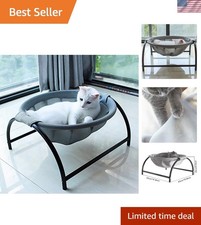Indoor/Outdoor Cat Hammock Bed - Breathable Mesh  Sturdy Metal Frame - 16.9 in