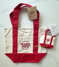 Trader Joe’s Micro Tote with Grocery Bag and Mini Tote Bag - Red