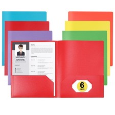 6 Pack 2 Pocket File Folders Documents Resume Portfolio Homework Paper Folder