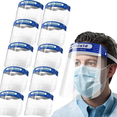 10X Gesichtsschutz Vollgesichtsvisier Schutzmaske PSA Schild transparent klar NEU