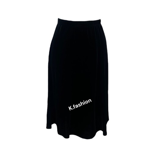 New Womens Luxury Velvet Midi Skirt Stretch Flared Panel Smart Casual Work - Picture 9 of 26