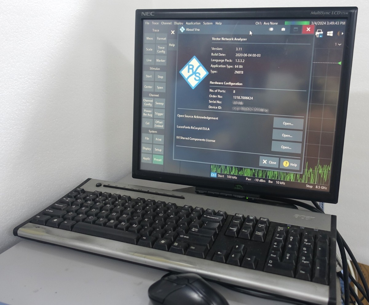ROHDE & SCHWARZ R&S ZNBT 8 VECTOR NETWORK ANALYZER VNA 9 kHz