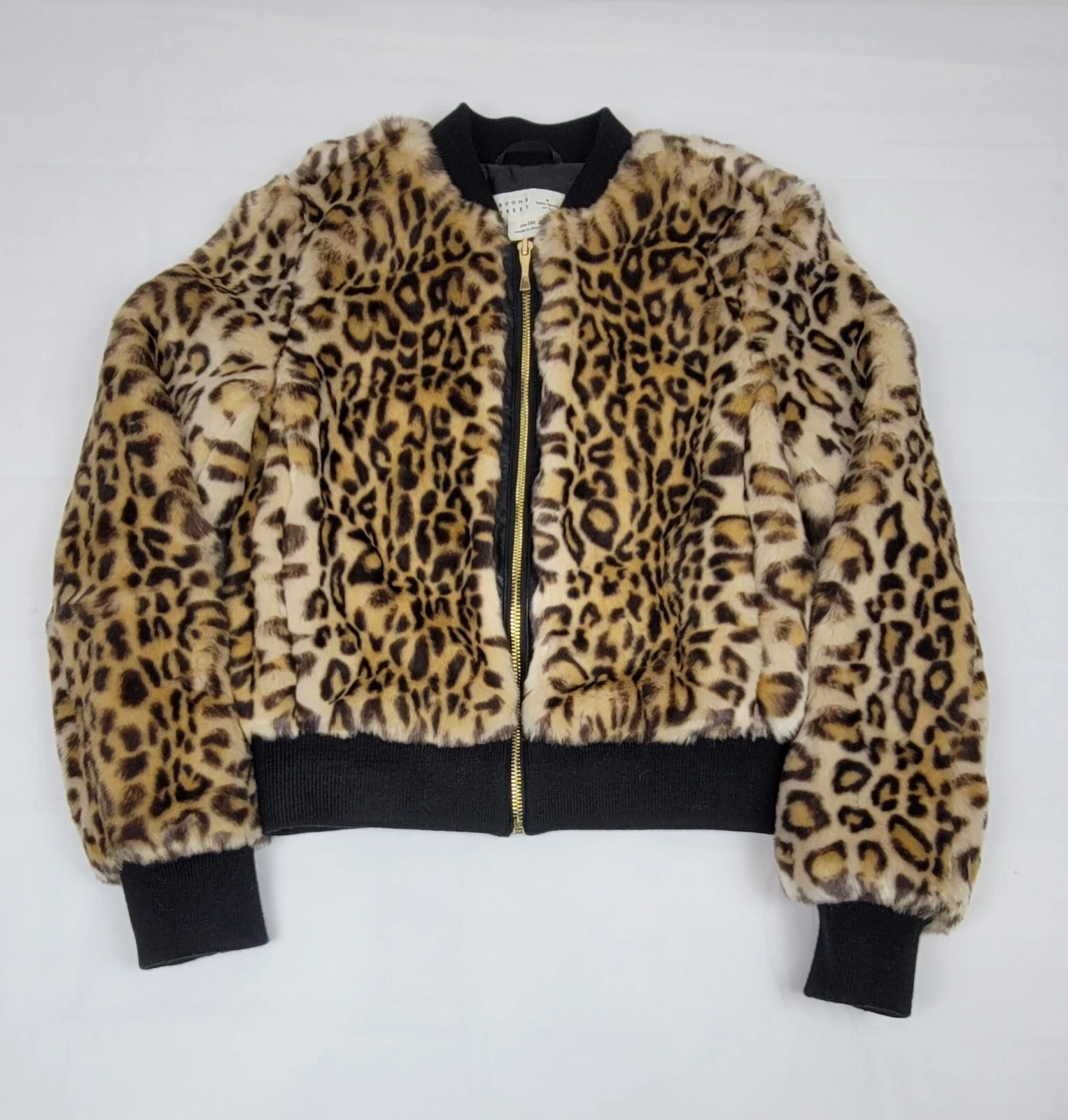 Giacca bomber Kate Spade donna XXS. Cappotto pelliccia leopardata Broome Street.