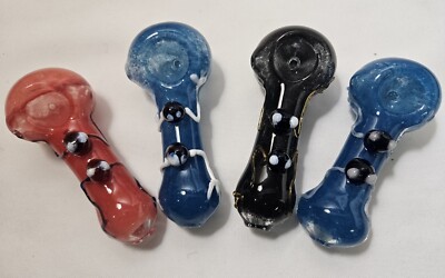 2 Pc. Lot- 4'' Glass Animal on top Designs Hand pipes + 5 round screens FREE