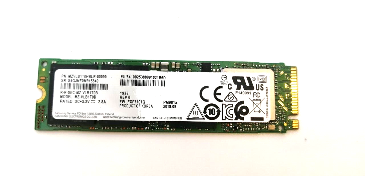 Samsung SSD PM981a 1TB nVME SSD (MZVLB1T0HBLR-00000) | eBay