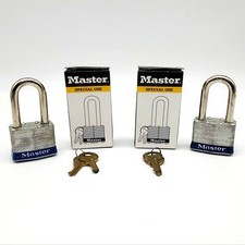 2x Master Lock Padlocks No 1 1-3/4 Shackle Ke...