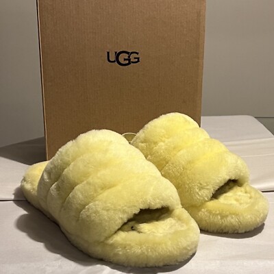 UGG Fluff Yeah Slide Sandals Lema Yellow Big Kids Size 6 (1098494k)