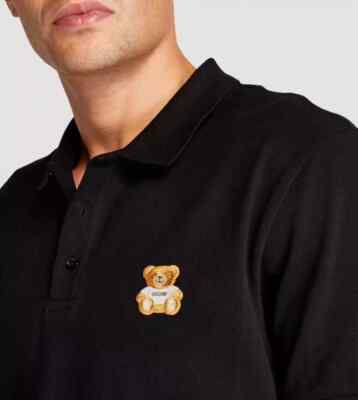 MOSCHINO Couture Embroidered Toy Bear Logo Polo Shirt Black US  -M- (I 48) NWT
