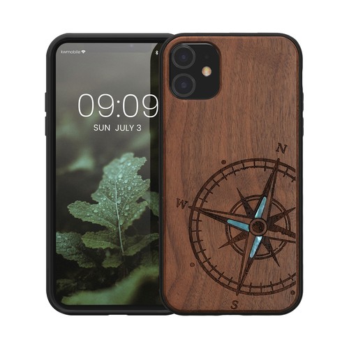 Wooden Case for Apple iPhone 11 Navigational Compass Mother of Pearl - Picture 8 of 9