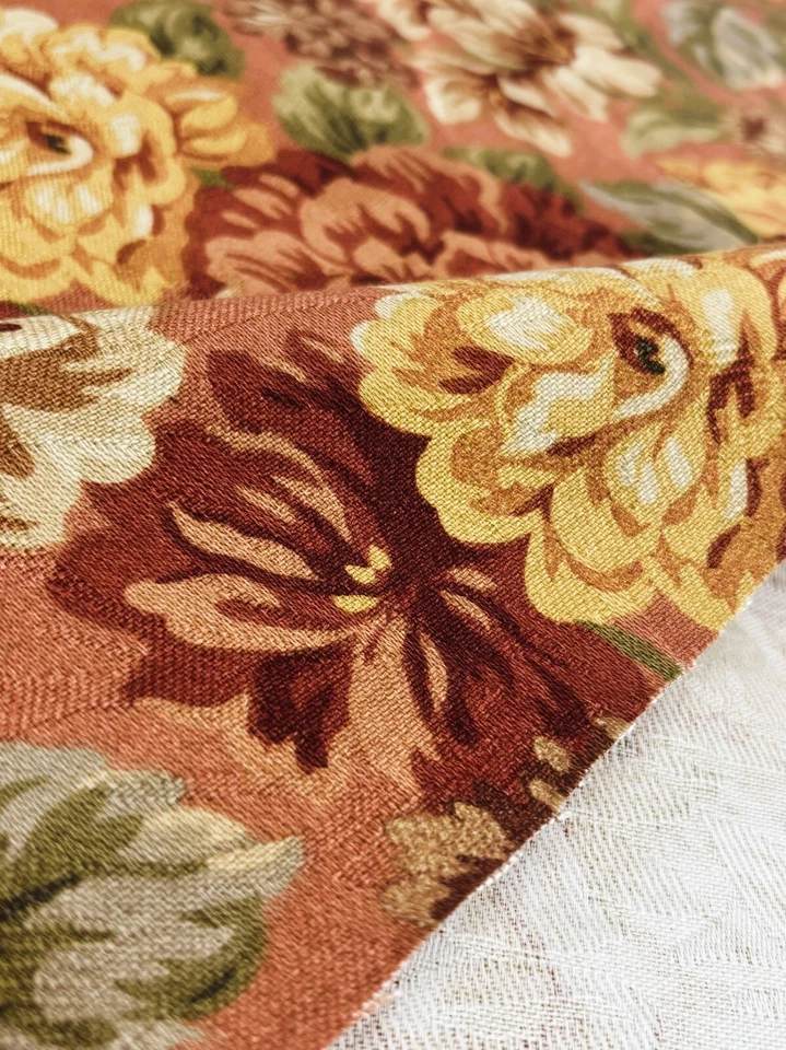 Tela de costura almohada tapicería cortinas vintage Mill Creek floral TERRACOTTA POR Foto 4 de 4